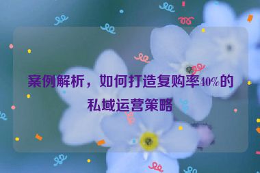 案例解析，如何打造复购率40%的私域运营策略