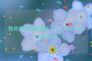 如何通过推送通知（Push Notification）召回用户？