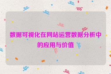 数据可视化在网站运营数据分析中的应用与价值
