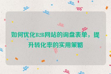 如何优化B2B网站的询盘表单，提升转化率的实用策略