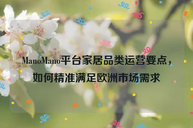 ManoMano平台家居品类运营要点，如何精准满足欧洲市场需求