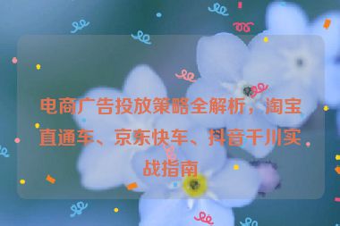 电商广告投放策略全解析，淘宝直通车、京东快车、抖音千川实战指南