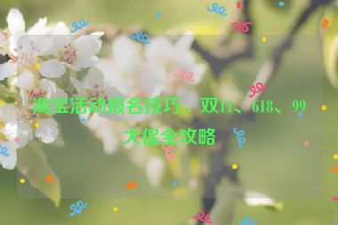 淘宝活动报名技巧，双11、618、99大促全攻略