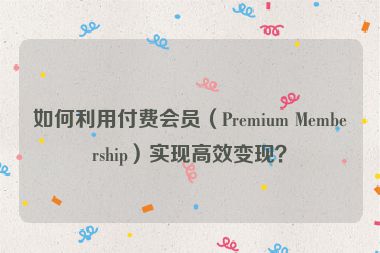 如何利用付费会员（Premium Membership）实现高效变现？