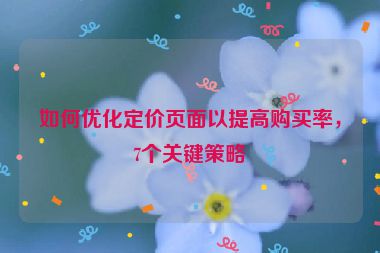 如何优化定价页面以提高购买率，7个关键策略