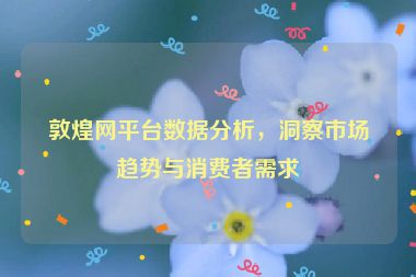 敦煌网平台数据分析，洞察市场趋势与消费者需求