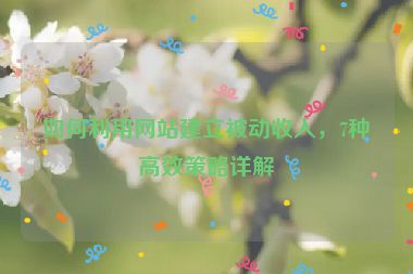 如何利用网站建立被动收入，7种高效策略详解