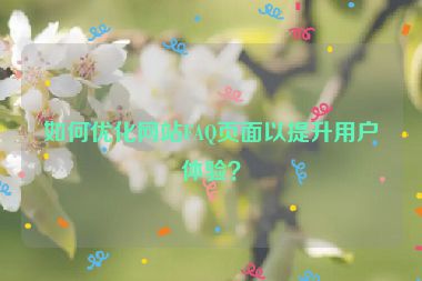 如何优化网站FAQ页面以提升用户体验？