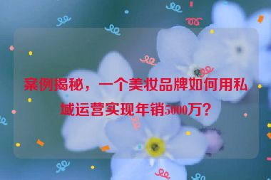 案例揭秘，一个美妆品牌如何用私域运营实现年销5000万？