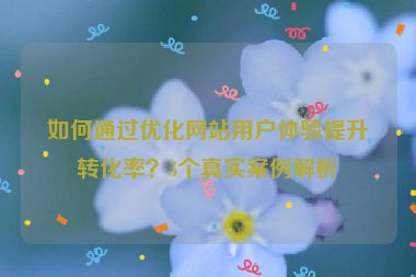 如何通过优化网站用户体验提升转化率？5个真实案例解析
