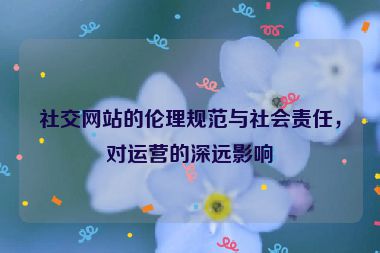 社交网站的伦理规范与社会责任，对运营的深远影响
