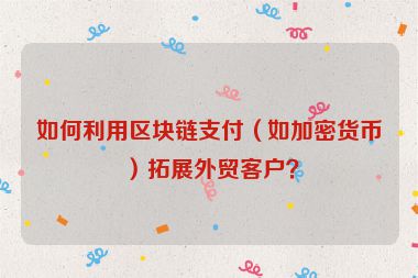 如何利用区块链支付（如加密货币）拓展外贸客户？