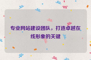 专业网站建设团队，打造卓越在线形象的关键