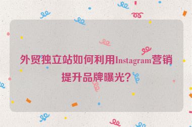 外贸独立站如何利用Instagram营销提升品牌曝光？