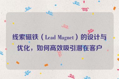 线索磁铁（Lead Magnet）的设计与优化，如何高效吸引潜在客户