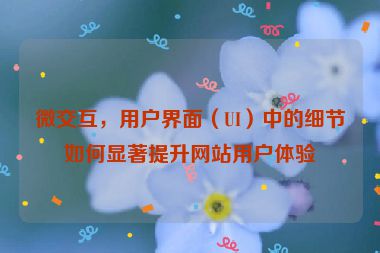 微交互，用户界面（UI）中的细节如何显著提升网站用户体验