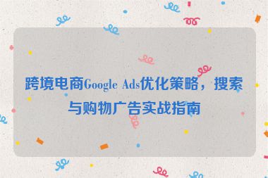跨境电商Google Ads优化策略，搜索与购物广告实战指南