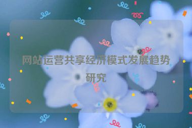 网站运营共享经济模式发展趋势研究