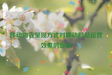 移动内容呈现方式对移动网站运营效果的影响