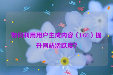 如何利用用户生成内容（UGC）提升网站活跃度？