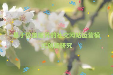 基于位置服务的社交网站运营模式创新研究