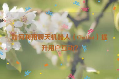 如何利用聊天机器人（Chatbot）提升用户互动？